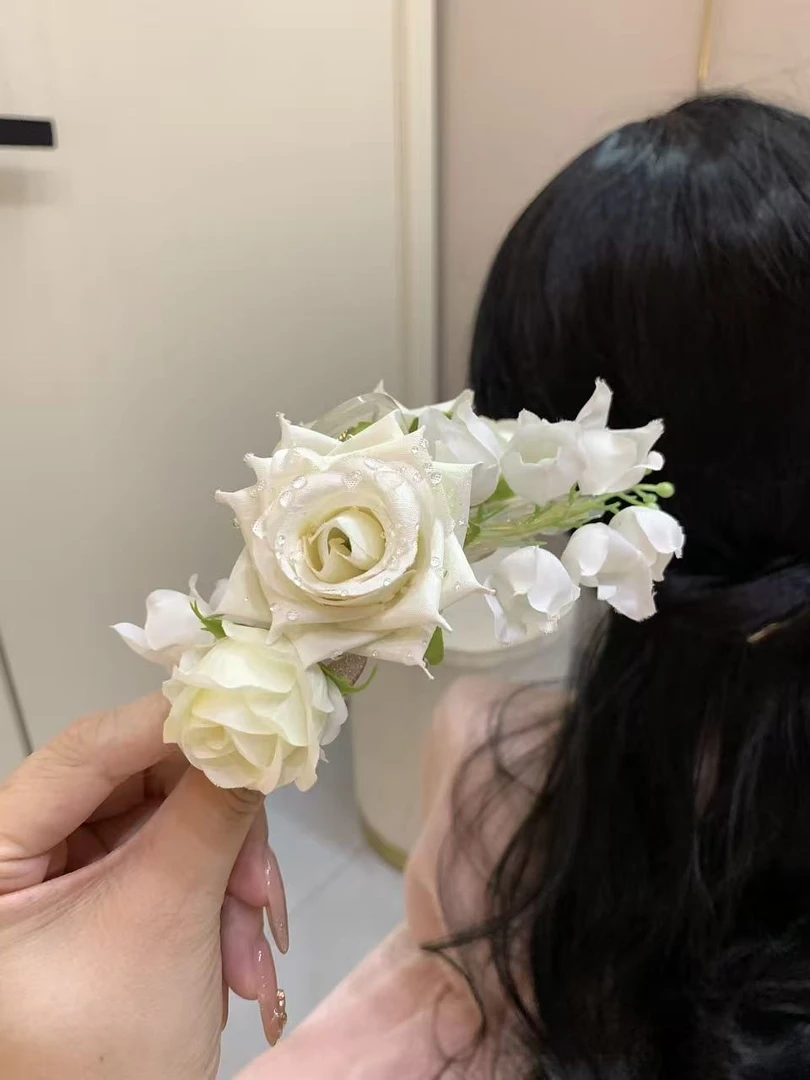 气质花朵发夹鲨鱼夹手工森系抓夹头饰发饰清新发卡原创百搭复古