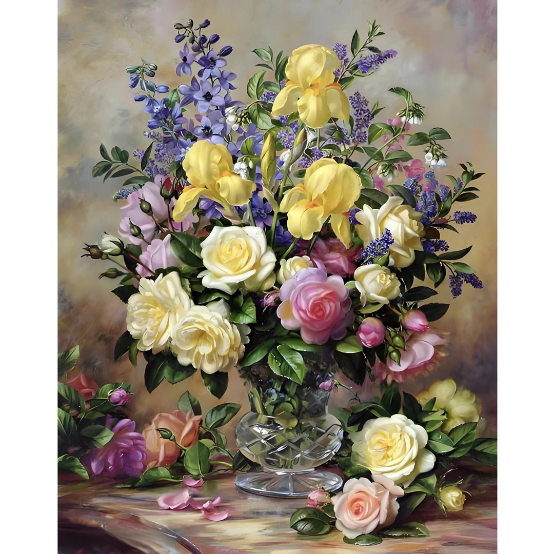 DMC十字绣- 客厅餐厅玄关过道 简约欧式轻奢 多彩花瓶