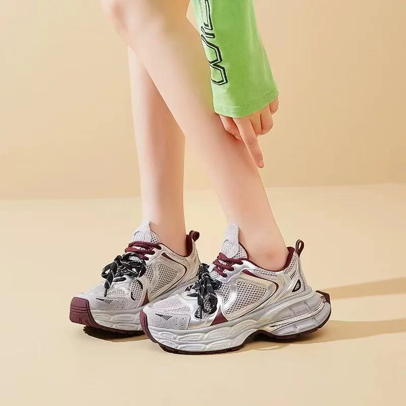 C5783 红色  擦色夏季时尚老爹鞋女2025新款厚底增高休闲运动鞋