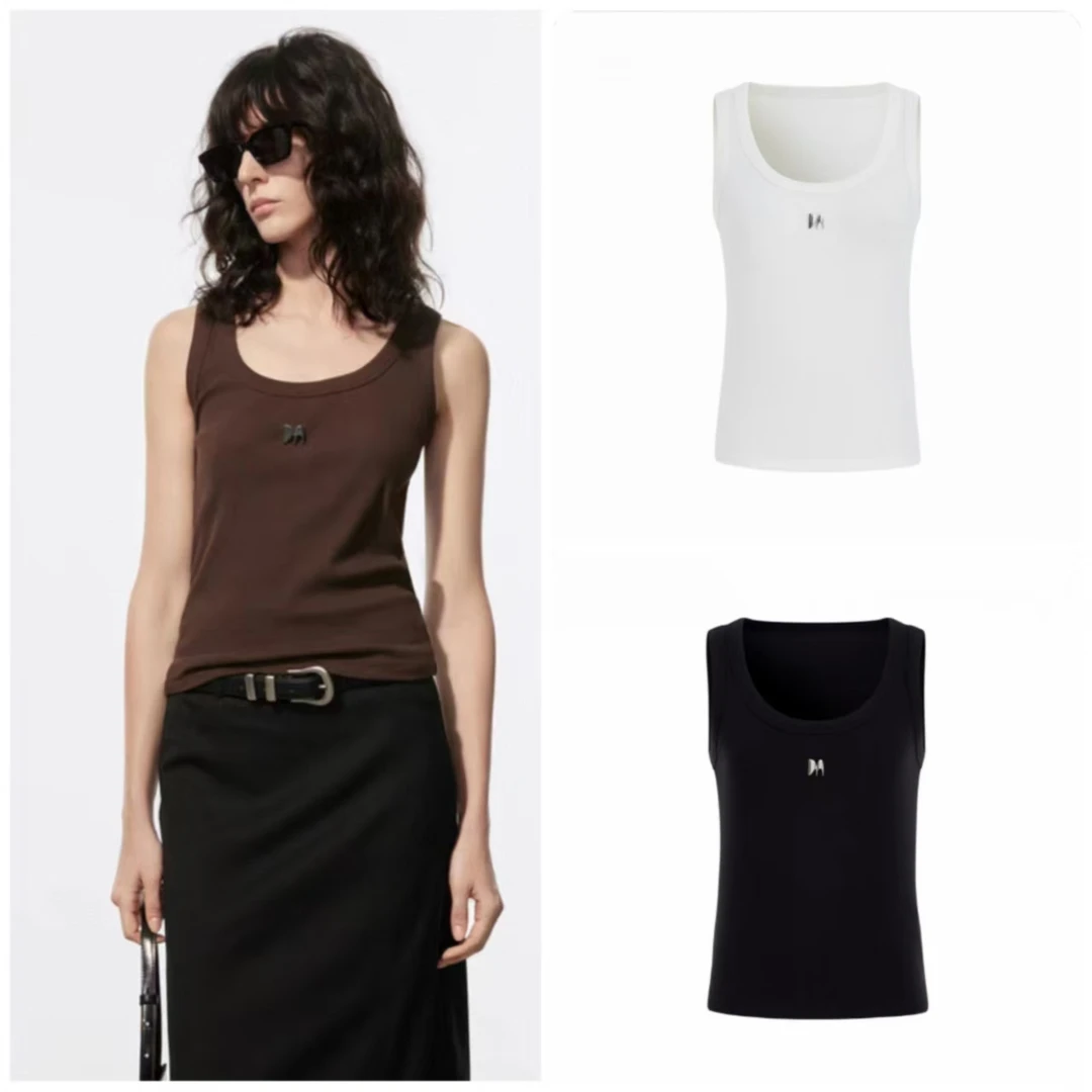 字母金属章仔针织背心打底衫内搭外穿