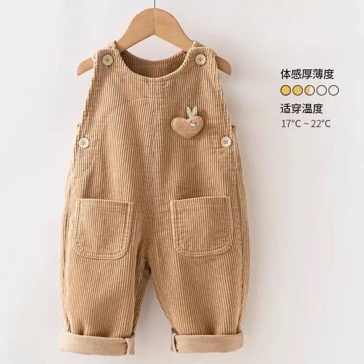 婴儿背带裤春秋婴幼儿连体裤0——5岁小童外穿休闲裤宝宝灯芯绒裤