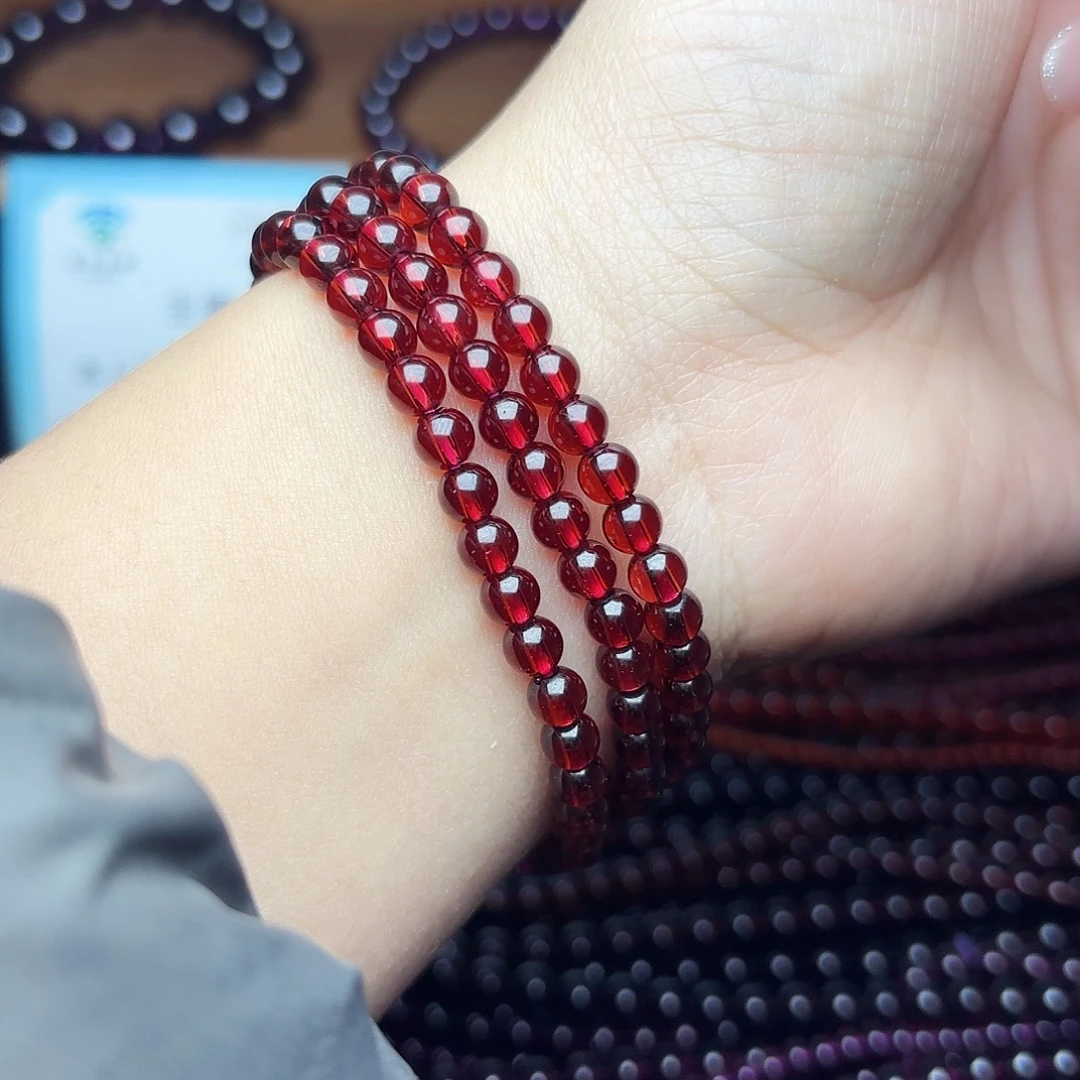 石榴石未镶嵌手链卡4.8香槟金三圈毕业级