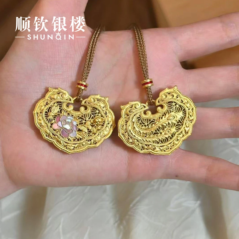 顺钦银楼 吊坠足银贝壳 【丹庭仙套链】999.9新中式设计感套链