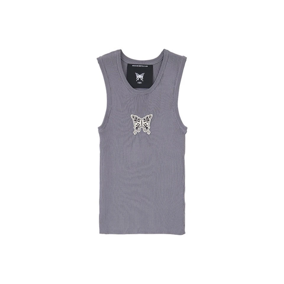 DMC 蝴蝶金属标针织紧身背心 紫灰黑 SSTV28