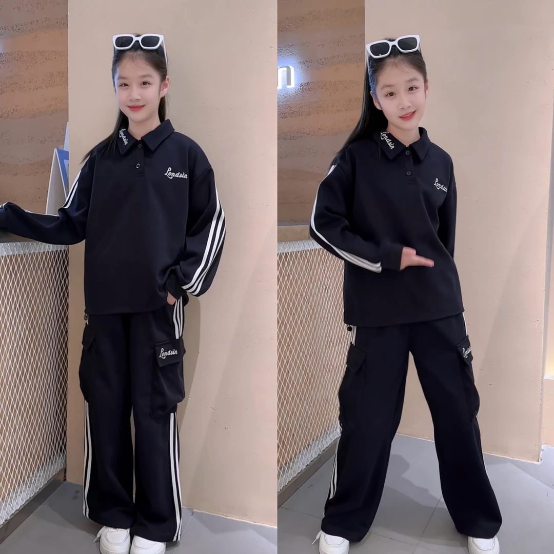 女童秋装套装2025新款洋气儿童卫衣秋季时髦女孩大童运动童装春秋