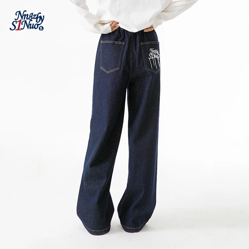 初中生秋季新款女大童刺绣牛仔裤青少年百搭休闲牛仔裤C25CN1101D