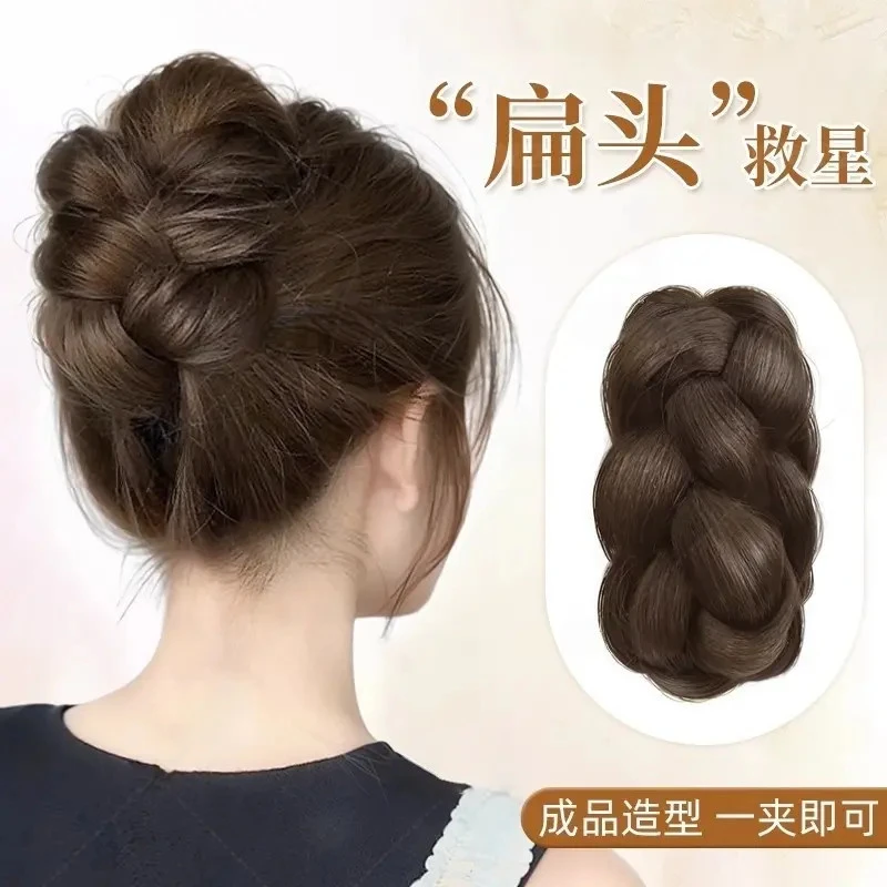 丸子头假发一体式花苞头盘发神器增发后脑勺气质蓬松发包假发抓夹