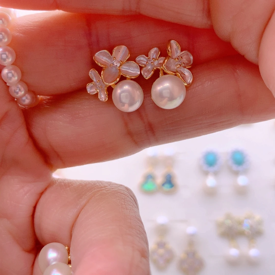 淡水珍珠合金耳饰