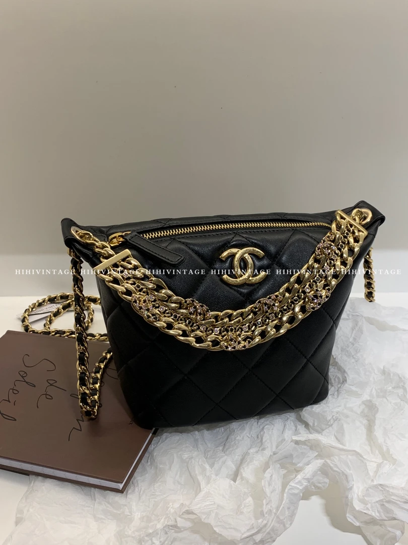 99新 Chanel/香奈儿 HIHI/24C水钻手柄Hobo包芯片款//一店