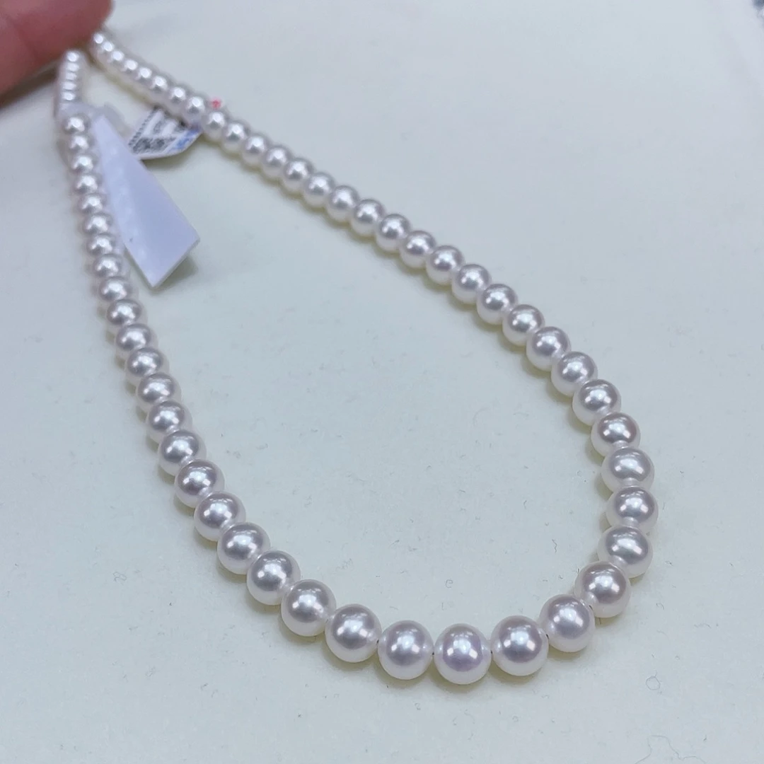 淡水珍珠6/6.5正圆镜面冷白透亮毕业银S925镶嵌