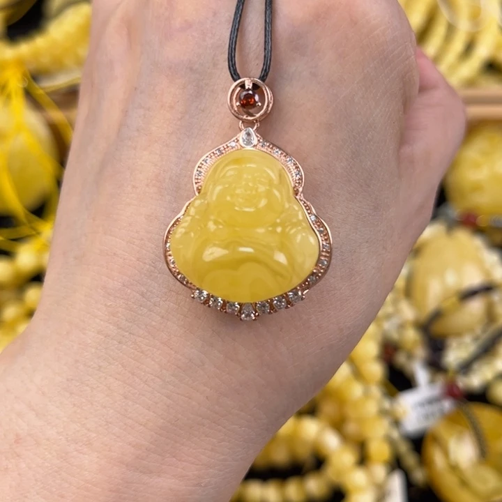 银S925镶嵌琥珀裸石琥珀