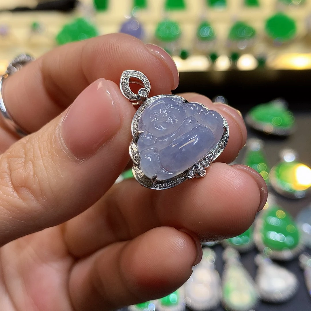 翡翠吊坠(不含链)18K金镶嵌