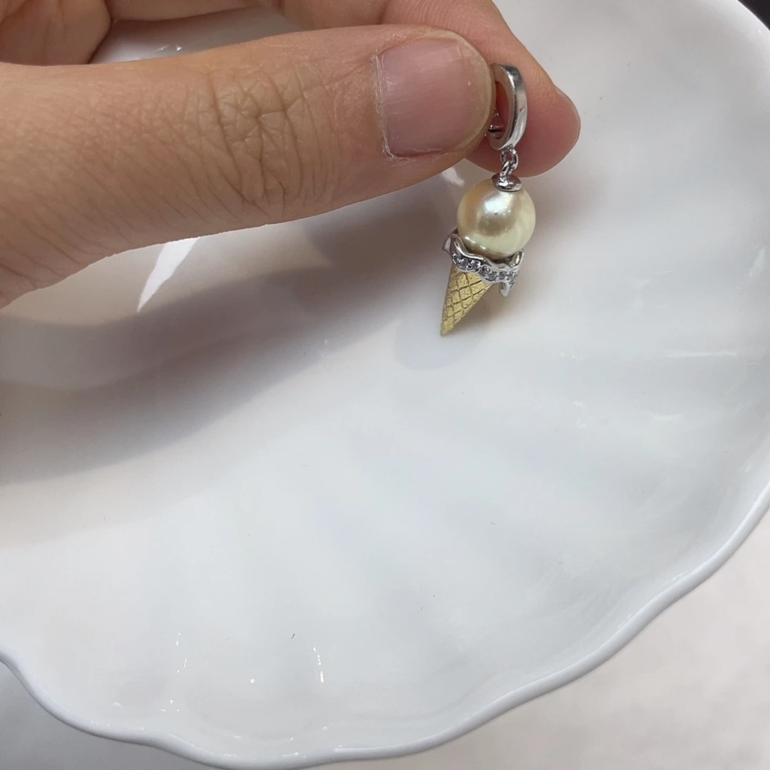 海水珍珠银S925镶嵌吊坠(不含链)