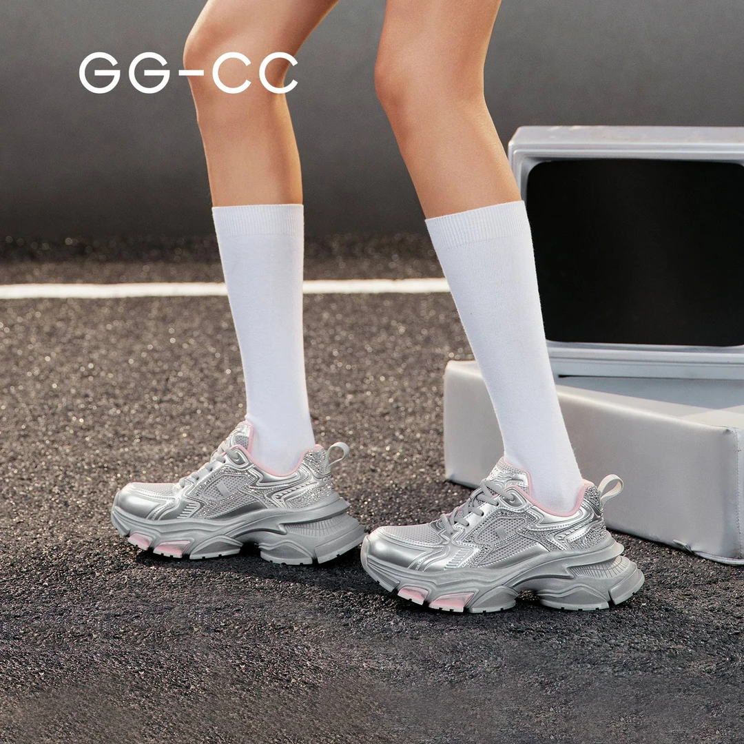 GG-CC【星光月轮】2025年春季新款潮流钻饰做旧厚底老爹鞋女6018