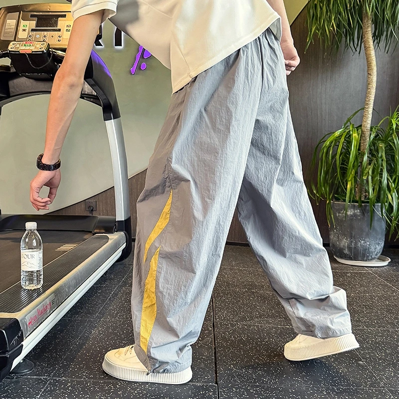 夏季薄款灰色速干裤男士2025新款宽松直筒阔腿裤高级感痞帅休闲裤