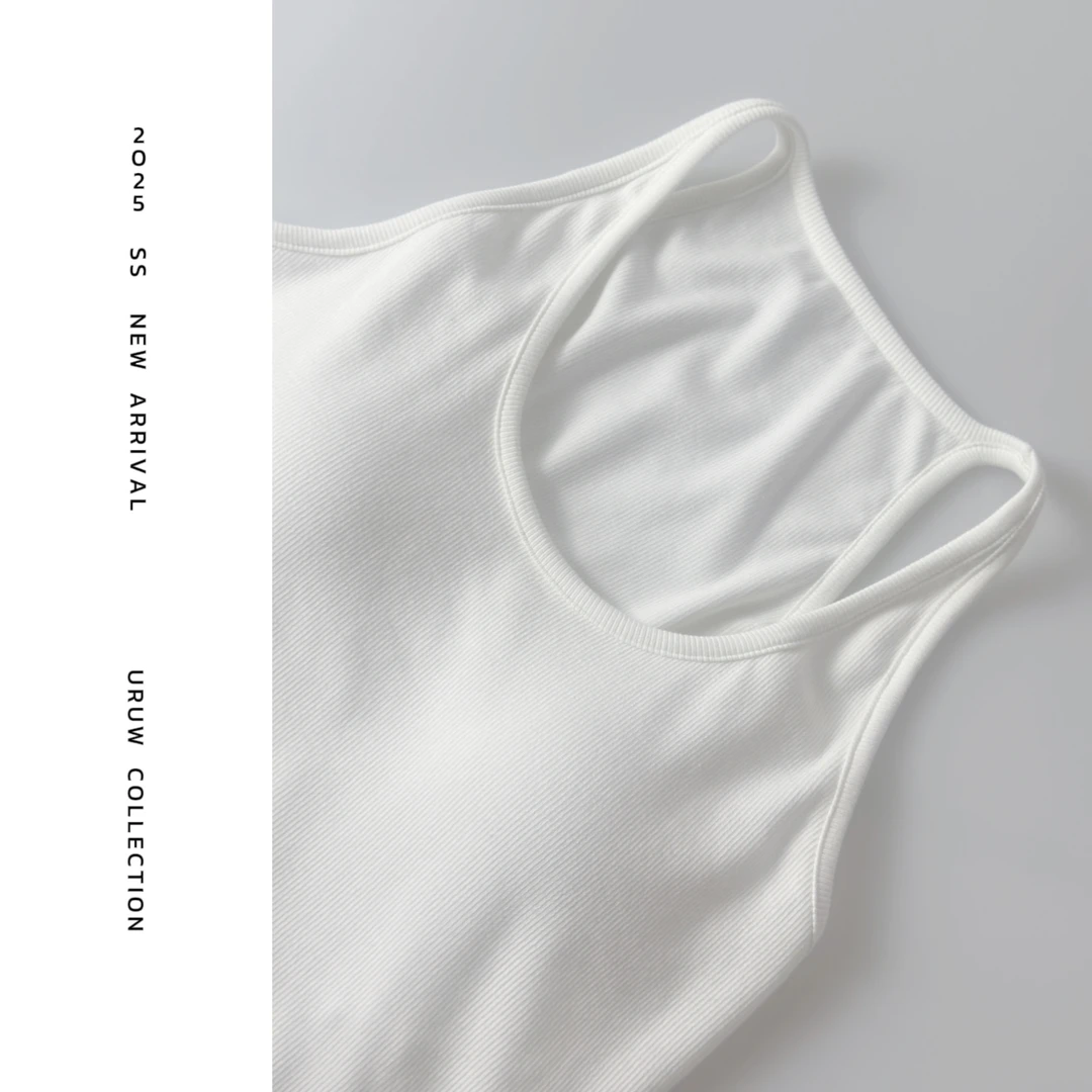 现货【北欧童话】纯色挂脖背心内搭美背时尚显瘦带胸垫吊带 6592