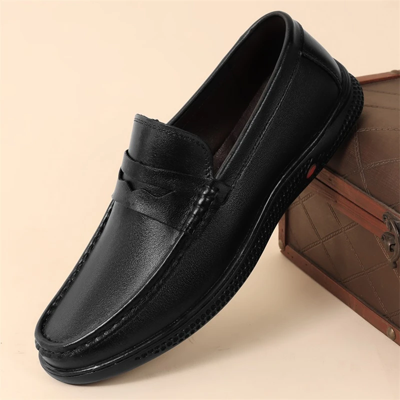 意大利奢侈品豆豆鞋男真皮潮流休闲防滑软底小皮鞋一脚蹬驾车鞋男