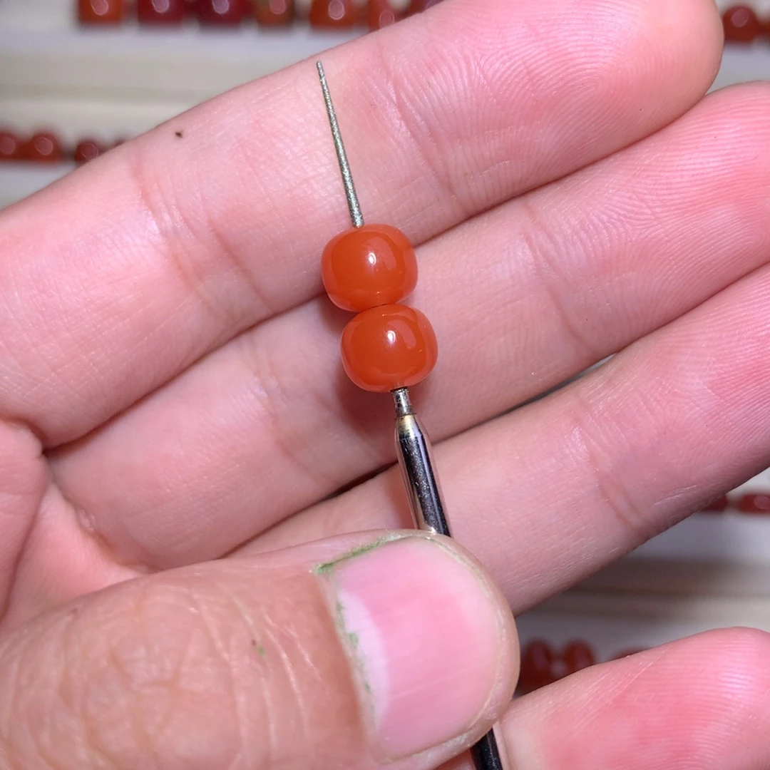 游***声南红玛瑙未镶嵌8×7对珠