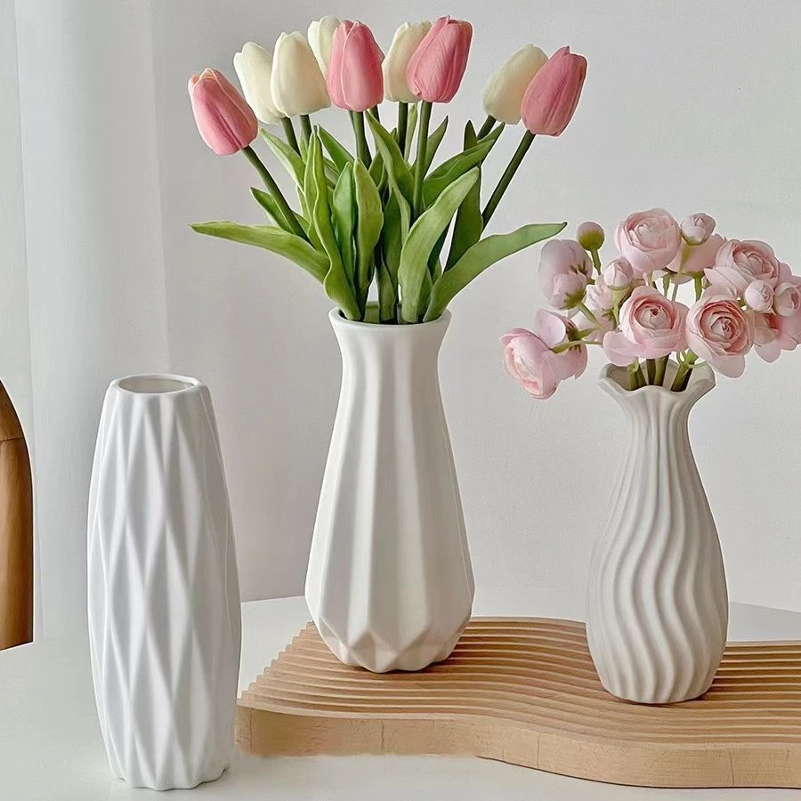 北欧简约白色创意陶瓷花瓶客厅鲜花干花摆件装饰家居