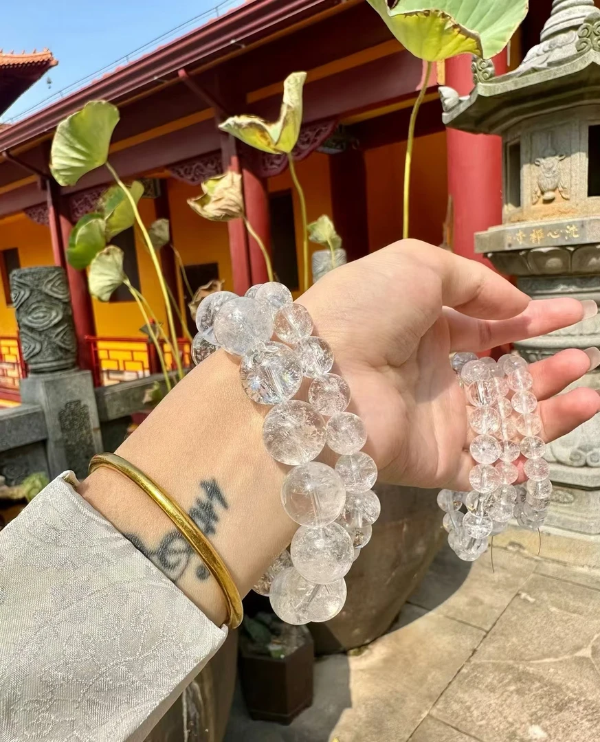 天然水晶白阿塞手串默认微瑕 多样性发其一