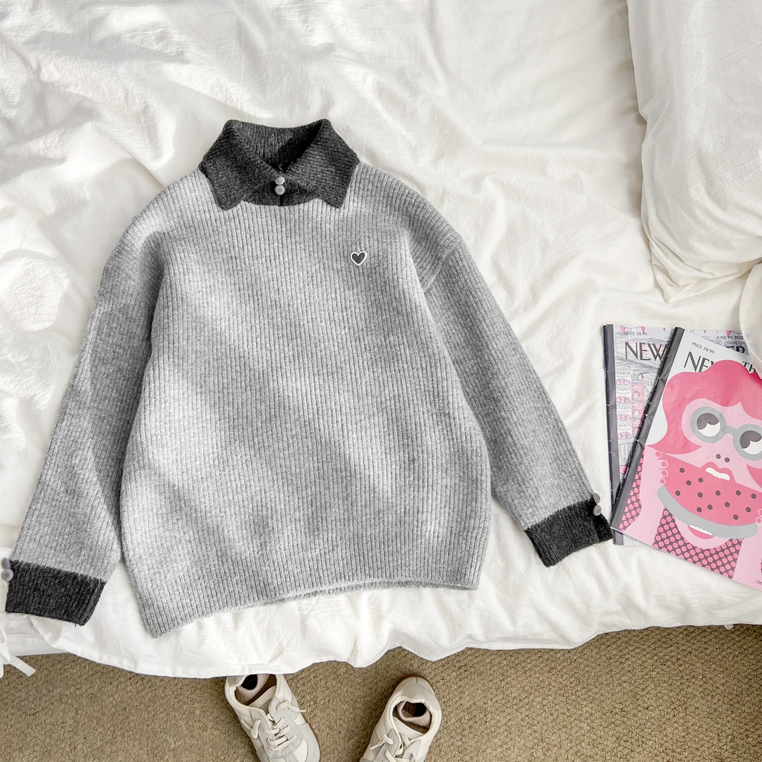 【原版】女童冬装加厚保暖毛衣儿童休闲针织衫CBYDW50922