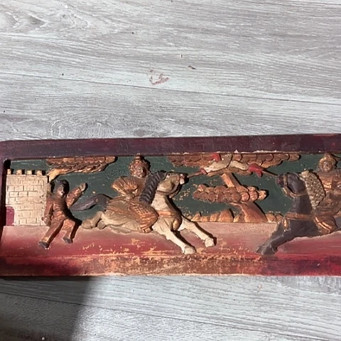 风车木（黑檀木）老木雕老人物花板