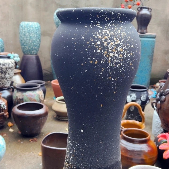 紫砂花盆高约43口约18黑色