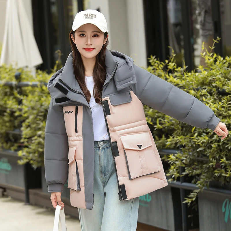 拼接羽绒棉服女冬季新款韩版防寒时尚休闲百搭加厚保暖潮牌棉衣