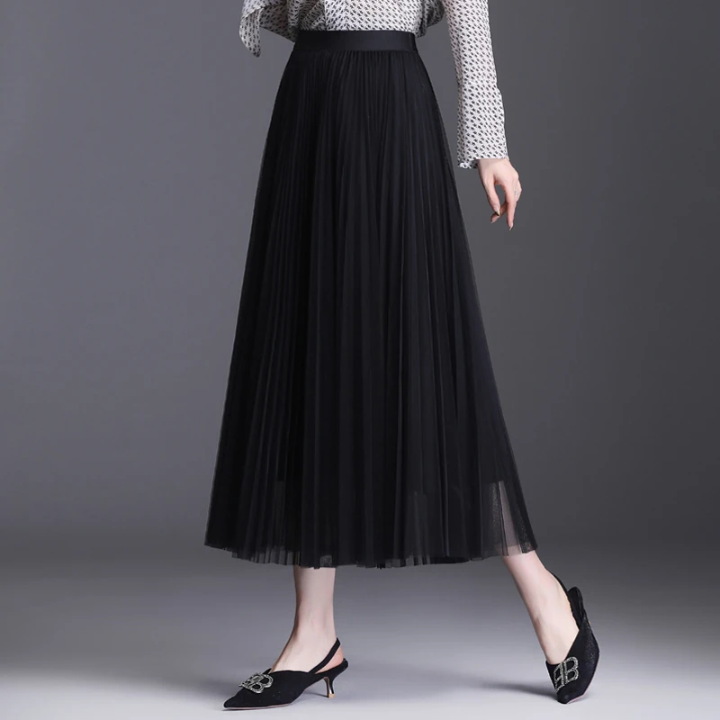 20525显瘦女纯色半身裙星空渐变百褶裙仙女裙百褶裙垂感半裙裙子