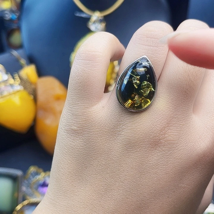 琥珀银S925镶嵌裸石