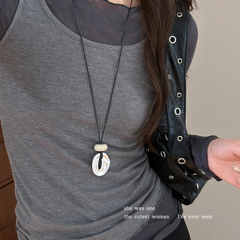 合金树脂项链 几何不规则吊坠项链高级感配饰锁骨链颈链毛衣链子