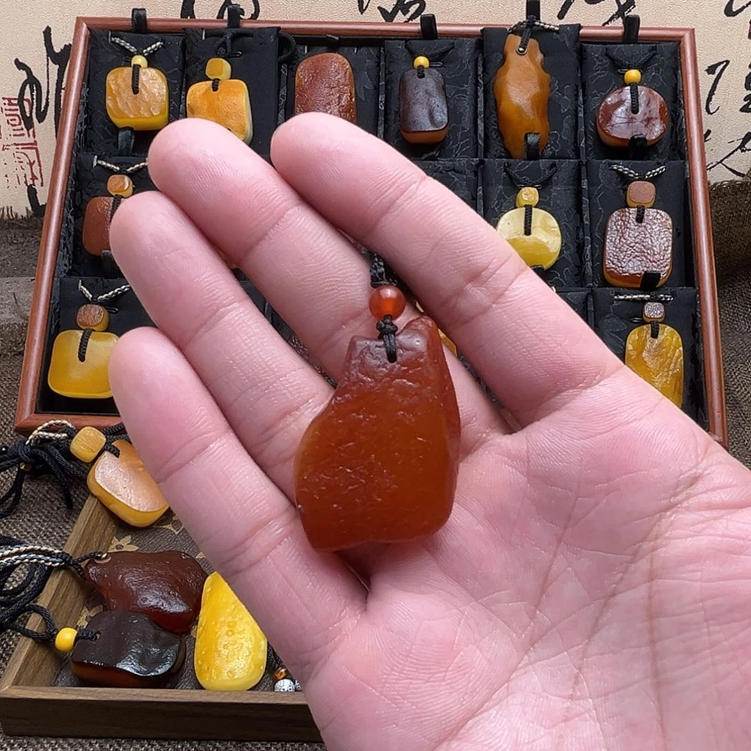 琥珀颈饰未镶嵌天然蜜蜡原石吊坠