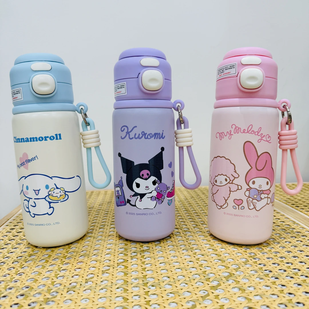 【贤惠新品]三丽鸥家族系列双饮手提保温杯316不锈钢儿童水杯2557