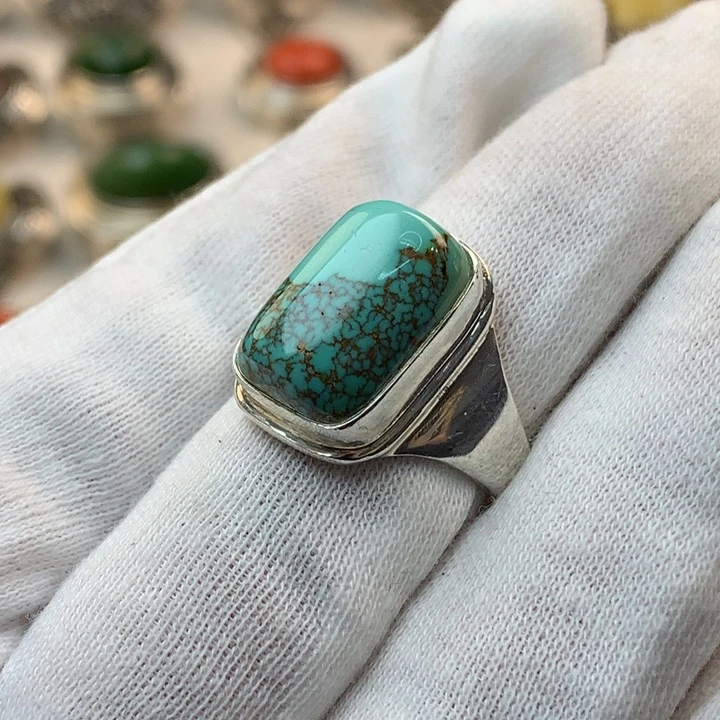 绿松石戒指足银镶嵌