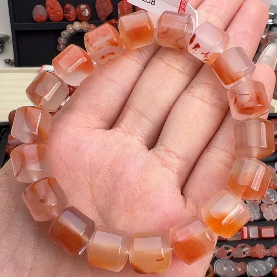 南红玛瑙未镶嵌颈饰竹节桶珠单圈卡11+