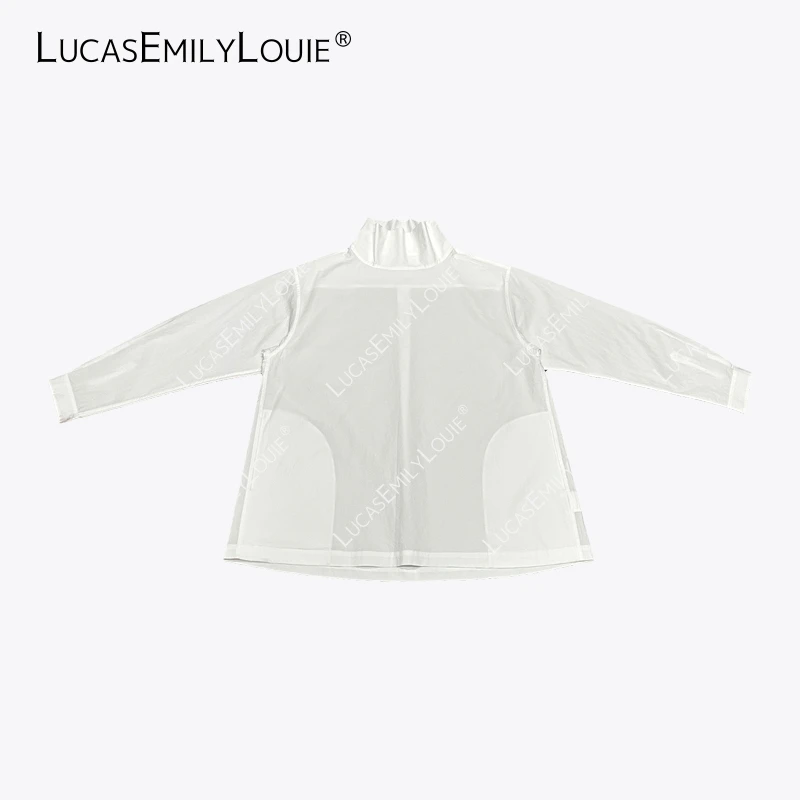 LUCASEMILYLOUIE 极简休闲纯色高领长袖打底棉罩衫2510108