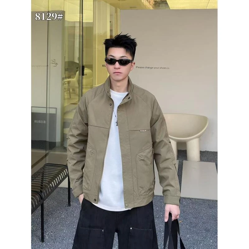 2025新款男士男生百搭立领防风时尚潮流夹克外套#8129