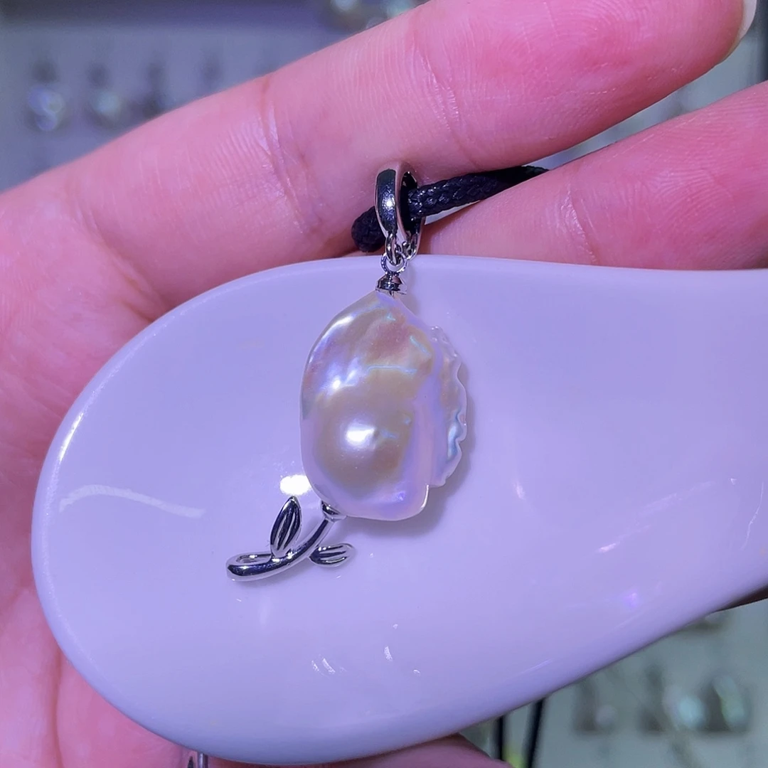 合金天然淡水珍珠吊坠项链淡水珍珠