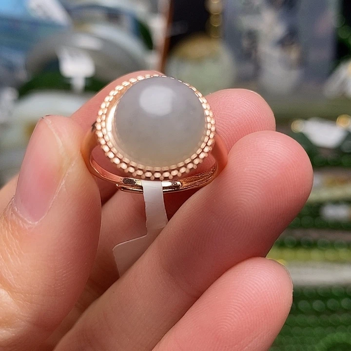 和田玉银S925镶嵌戒指