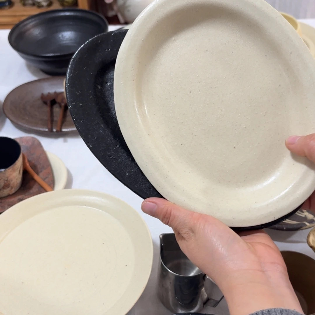 陶阿沐黑白椭圆盘2只