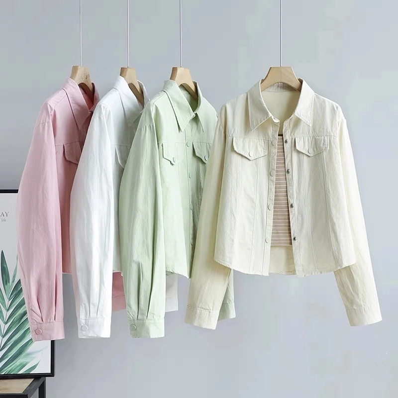 真两件小个子短款长袖衬衫女款显瘦衬衣别致休闲上衣