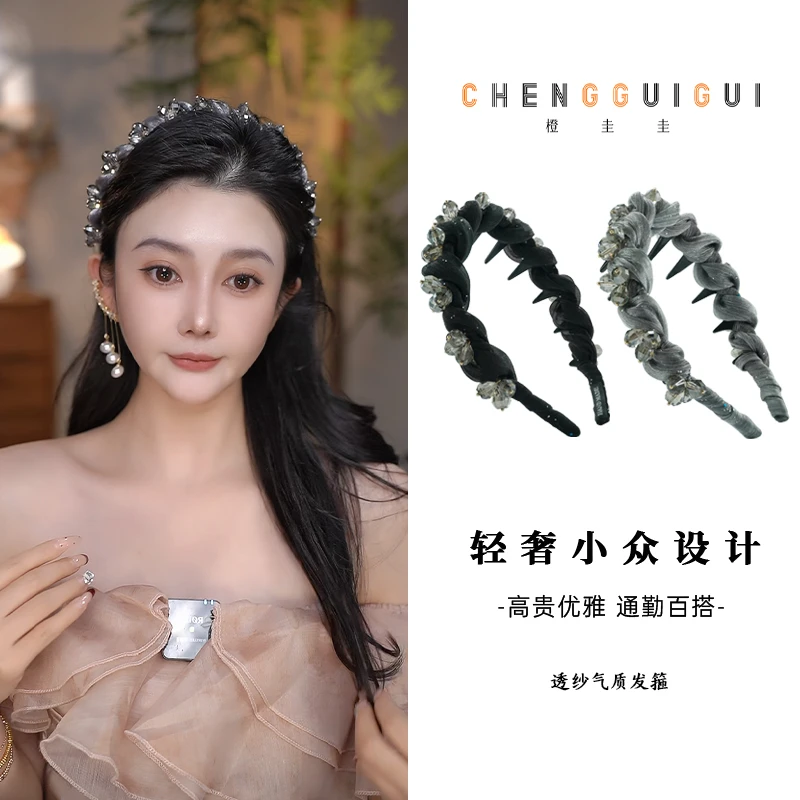 高级感薄纱缠绕百搭氛围感轻奢风优雅气质发箍发卡时尚精美发饰