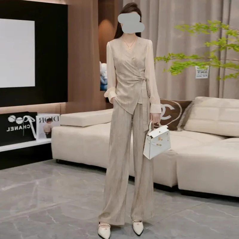 气质高级感时尚套装女2025夏季新款设计感小众显瘦阔腿裤两件套女