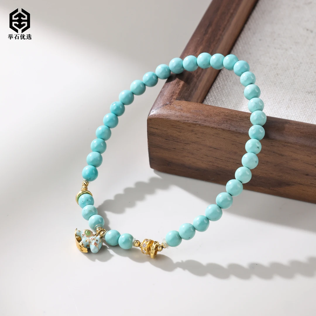 【举石严选】H0618-1332-37绿松石手串18k（一件/约4mm）H