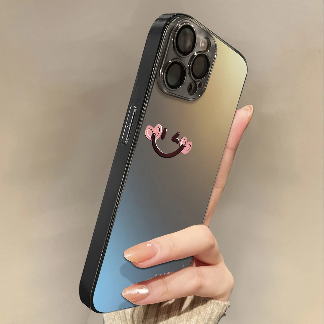 适用苹果16pro手机壳亚克力爱心脸颊网红男女款ins高级感小众防摔