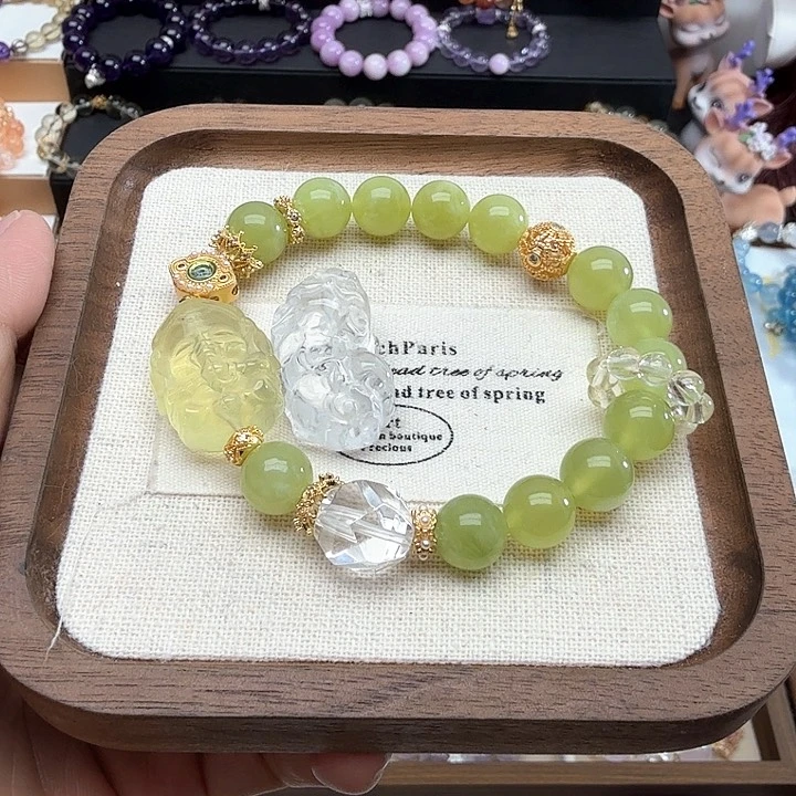 水晶手链未镶嵌庚*年岫玉手串