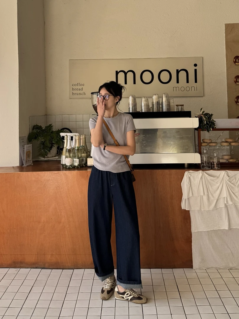 【老钱风牛仔】春季老钱风280g极客亚麻牛仔九分弯刀裤休闲裤女