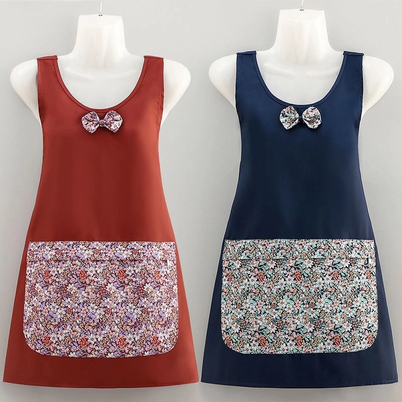 新款围裙防油厨房背带碎花防溅韩版围裙休闲风成人家用工作服围腰