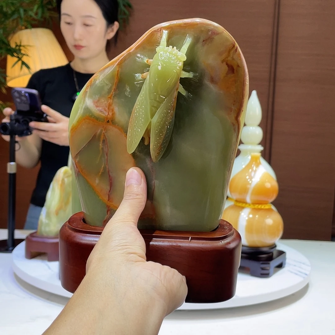 玉精品天然玉石摆件一鸣惊人