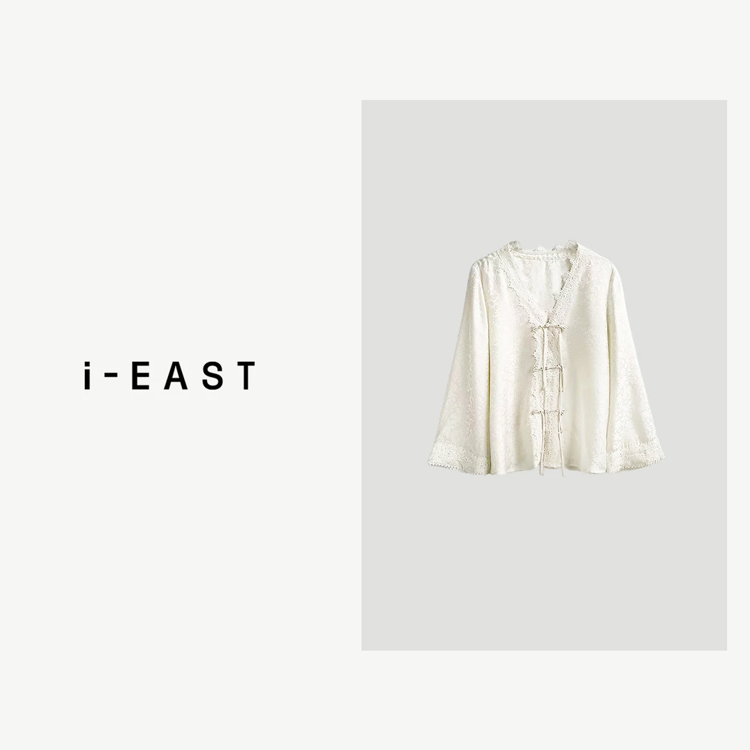 i-EAST 流纱舞曲~新中式蕾丝流苏盘扣开衫外套-4C T12247